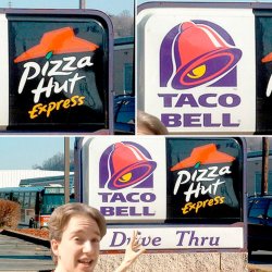 I’m at the combination Pizza Hut and Taco Bell Meme Template