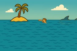 Swim fast to island before shark attack Meme Template
