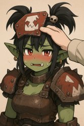 Cute ork girlfriend getting a headpat Meme Template