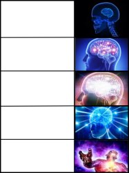 5 stages Brain expanding Meme Template
