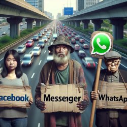 panhandlers on the highway called Facebook/Messenger/WhatsApp Meme Template