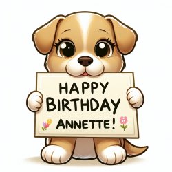 puppy saying happy birthday Annette Meme Template