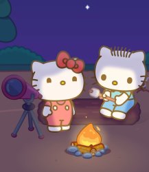 hello kitty campfire chat Meme Template