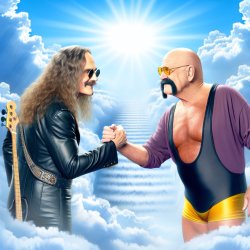 Ozzy Osbourn saying hello to Hulk Hogan in heaven at their age a Meme Template