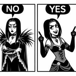 Drake meme but with a goth lady instead of drake in both panels Meme Template