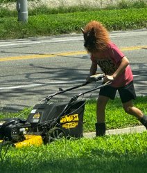 Werewolf mowing a lawn Meme Template