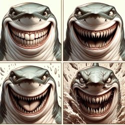 shark laughing but then sudently stops laughing and gets mad Meme Template
