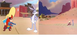 Bugs Bunny Yosemite Sam I dare you cross this line in the sand Meme Template
