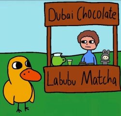 Dubai Chocolate Labubu Matcha Meme Template