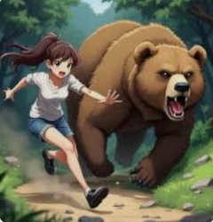 Woman running from bear Meme Template