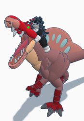 Claire riding a spinosaurus Meme Template