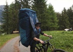 Huge backpack on bike Meme Template
