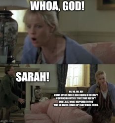 Jumanji - Sarah Whittle WOAH, GOD! Meme Template