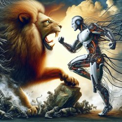 Samsung victorious over a lion Meme Template