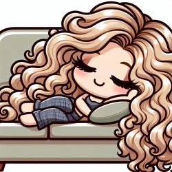 Cute blonde woman with  curly hair laying on couch Meme Template