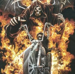 Edgy skeleton on motorcycle Meme Template