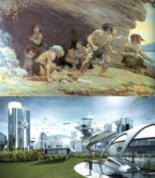 Caveman vs the future world Meme Template