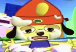 Parappa covered in cake Meme Template