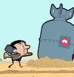 Mr. Bean finds hydrogen bomb Meme Template