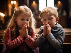 children praying Jesus God Meme Template