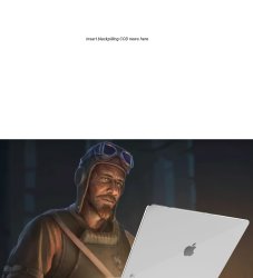 Nikolai looking at his laptop. Meme Template