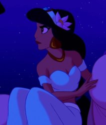 Princess Jasmine Wearing a Flower Meme Template