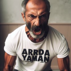 A man named Arda Yaman, wearing a t-shirt that says Arda Yaman, Meme Template