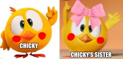 Chicky and chicky's sister Meme Template