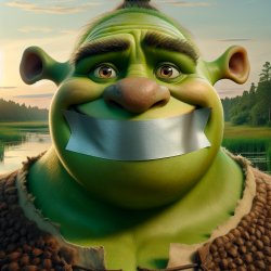 Shrek have a tape mouth Meme Template