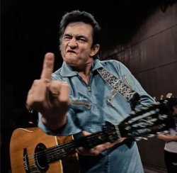 Johnny Cash middle finger in color Meme Template