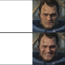 grumpy to happy Titus Meme Template