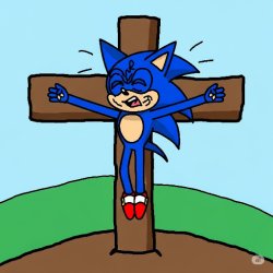 Sonic on a cross Meme Template