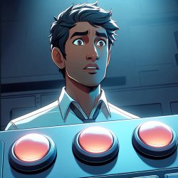 A man confused to pick 3 button Meme Template