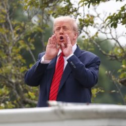 Trump Shouting from White House Roof Meme Template