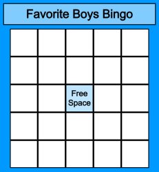 Favorite boys bingo Meme Template