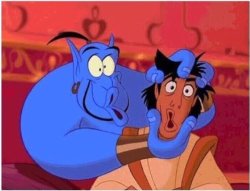 Genie and Aladin with pursed lips Meme Template