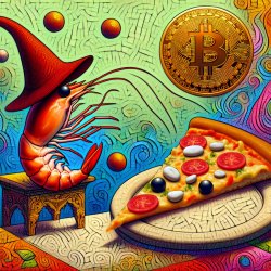 red wizard hat shrimp eating bitcoin pizza Meme Template