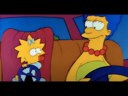 Lisa and Marge Simpson driving Meme Template