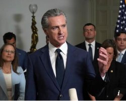 Gavin Newsom lying on camera Meme Template