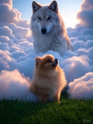 Wolf and Pomeranian Meme Template