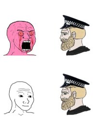 wojak vs cop chad Meme Template