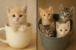cute kittens mug bucket Meme Template