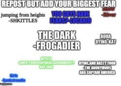 repost but add your biggest fear Meme Template
