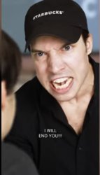 Raging Starbucks employee Meme Template