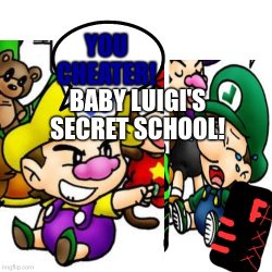 Baby wario laughs to crying baby luigi Meme Template