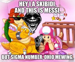 Hey i a pink skibidi, and this is messi meme Meme Template