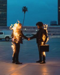 Fire handshake Meme Template