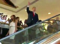 Trump escalator starting trouble with a rented crowd Meme Template