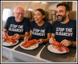 Bernie AOC Zohran Limosine liberals on jet Meme Template