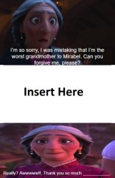 Who Accepts Alma's Apology? Meme Template